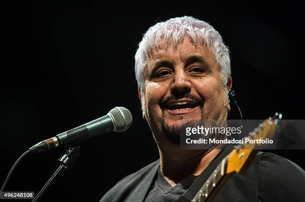 The singer-songwriter Pino Daniele during a concert at the Mediolanum Forum. Assago, Italy. 22nd December 2014