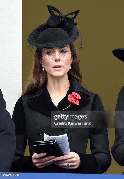 Catherine, Duchess of Cambridge attends the annual Remembrance Sunday Service at the Cenotaph, Whitehall on November 8, 2015 in London, England.