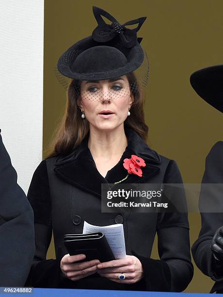 Catherine, Duchess of Cambridge attends the annual Remembrance Sunday Service at the Cenotaph, Whitehall on November 8, 2015 in London, England.