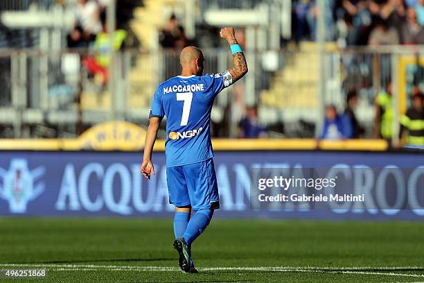 Massimo Maccarone of Empoli FC celebrates after scoring a goal during the Serie A match between Empoli FC and Juventus FC at Stadio Carlo Castellani...