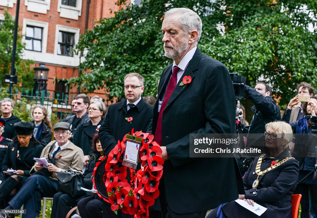 Jeremy Corbyn Observes Remembrance Sunday In His Constituency