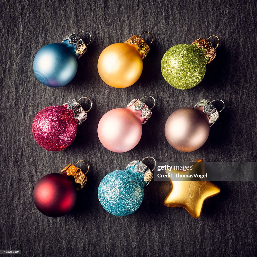 Colorful Christmas Square - Star Decoration Ornament Slate