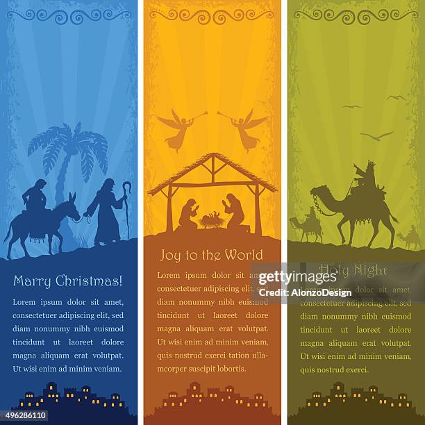 nativity scene - vertical banners - nativity scene stock illustrations