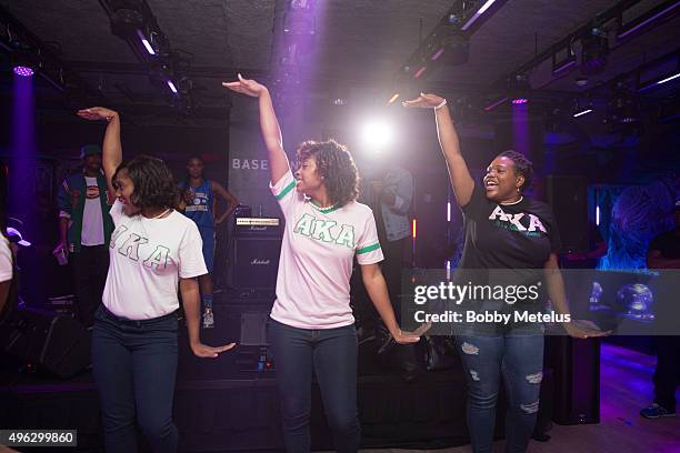 Alpha Kappa Alpha Sorority preforms at Gabrielle Union's "School Daze" birthday celebration Step Show at The Basement at The Edition Hotel on...