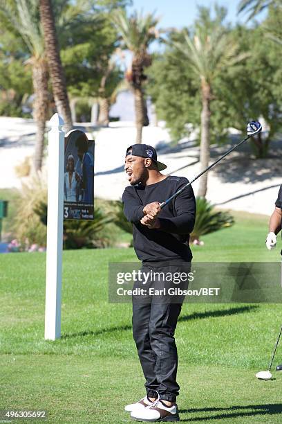 Boxe J'Leon Love plays golf at the Soul Train Weekend Charity Golf Classic on November 7, 2015 in Las Vegas, Nevada.