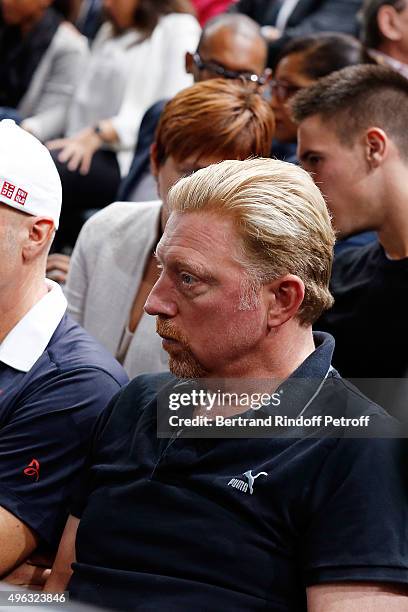 Former tennis player Boris Becker attends the BNP Paribas Tennis Master 1000 2015 on November 8, 2015 in Paris, France.