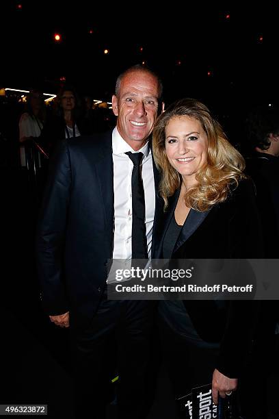 Guy Forget and Journalist Astrid Bard attend the BNP Paribas Tennis Master 1000 2015 on November 8, 2015 in Paris, France.