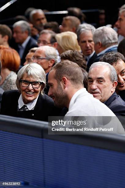 President of Federation Francaise de Tennis Jean Gachassin and his wife Minou with Frederic Michalak attend the BNP Paribas Tennis Master 1000 2015...