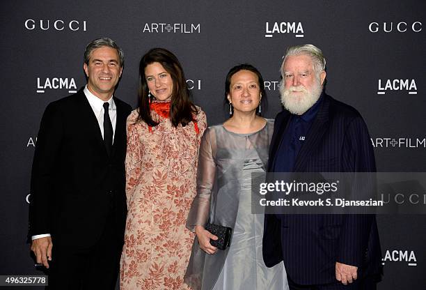 From left to right, Michael Govan, Katherine Ross, Kyung Turrell, and honoree James Turrell attend the LACMA Art + Film Gala honoring Alejandro G....