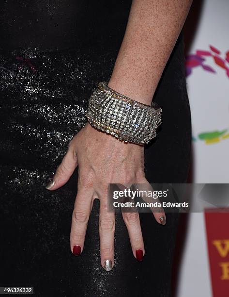 Actress Calpernia Addams, bracelet and manicure detail, arrives at the 46th Anniversary Gala Vanguard Awards at the Hyatt Regency Century Plaza on...