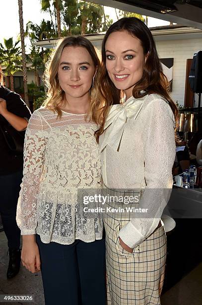 Actresses Saoirse Ronan and Olivia Wilde attend the 'Indie Contenders Roundtable presented by The Hollywood Reporter' during AFI FEST 2015 presented...