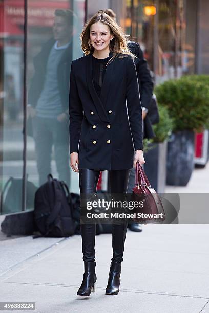 Model Sanne Vloet is seen in Midtown on November 8, 2015 in New York City.