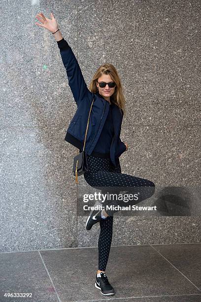 Model Constance Jablonski is seen in Midtown on November 8, 2015 in New York City.