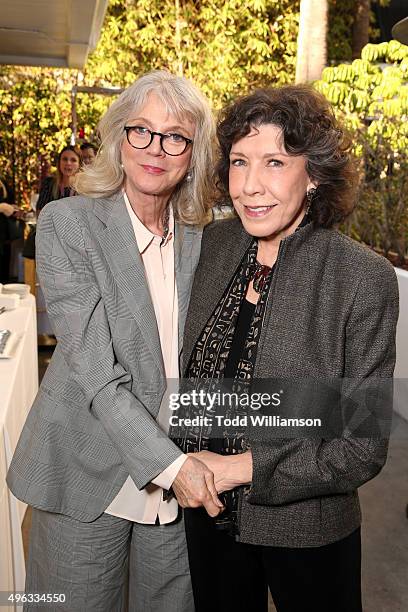 Actresses Blythe Danner and Lily Tomlin attend the photo call for 'Indie Contenders Roundtable presented by The Hollywood Reporter' during AFI FEST...