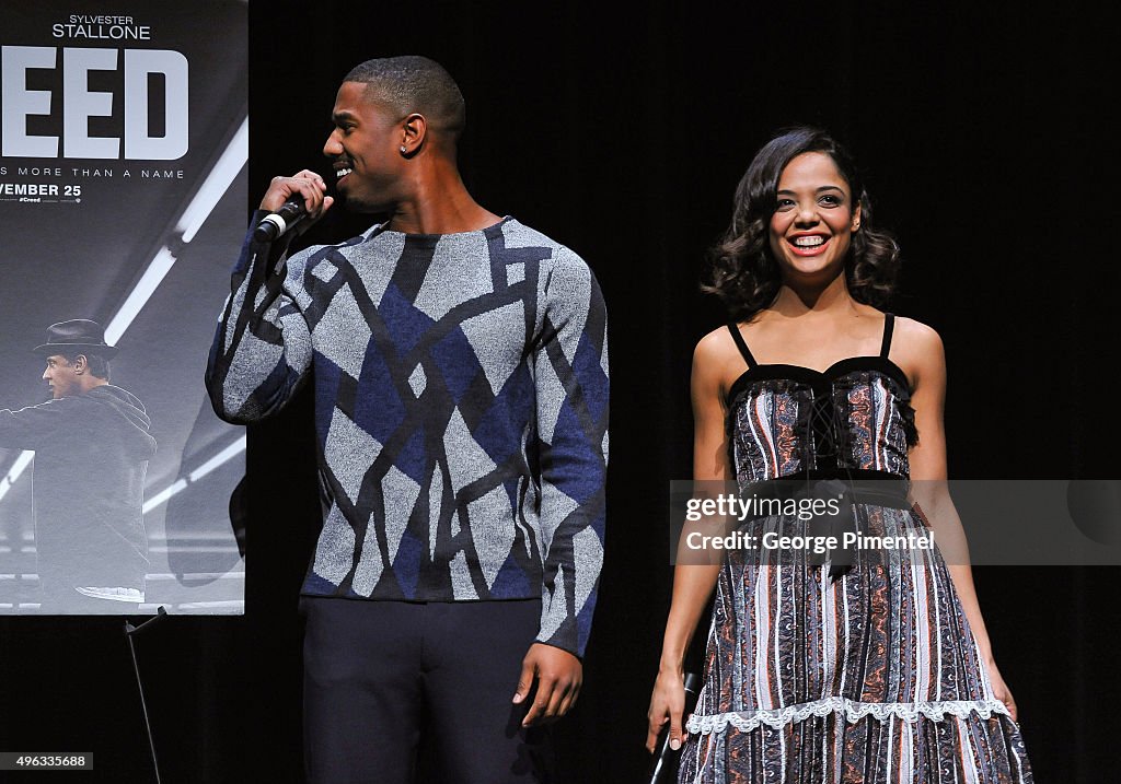 Actors Michael B. Jordan, Tessa Thompson And Director Ryan Coogler Surprise Canadian Fans At Special Advanced Screening Of "Creed"
