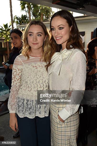 Actresses Saoirse Ronan and Olivia Wilde attend the 'Indie Contenders Roundtable presented by The Hollywood Reporter' during AFI FEST 2015 presented...