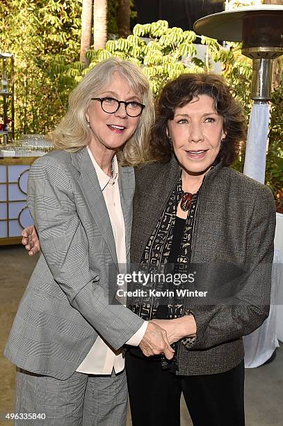 Actresses Blythe Danner and Lily Tomlin attend the photo call for 'Indie Contenders Roundtable presented by The Hollywood Reporter' during AFI FEST...