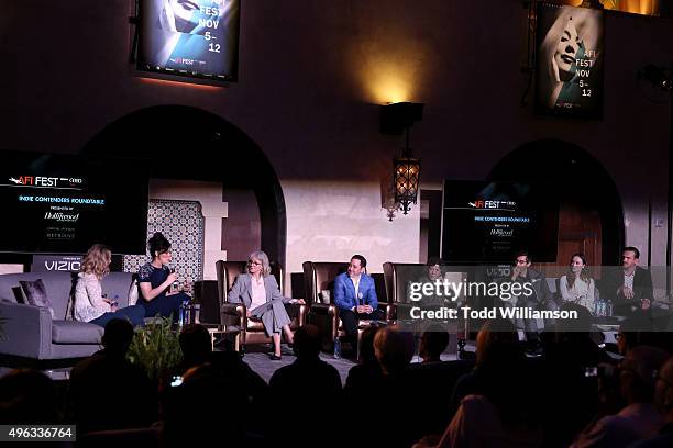 Actresses Saoirse Ronan, Sarah Silverman, Blythe Danner, THR's Scott Feinberg, actress Lily Tomlin, writer Ramin Bahrani and actors Olivia Wilde and...