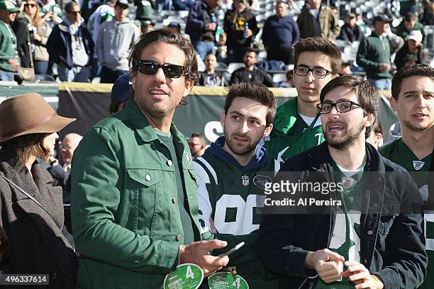 Bobby Cannavalefollows the action from the sideline when he attends the New York Jets vs Jacksonville Jaguars game at MetLife Stadium on November 8,...