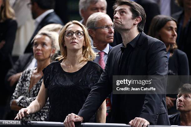 Pierre Rabadan and his girlfriend Laurie Delhostal attend the final on day 7 of the BNP Paribas Masters held at AccorHotels Arena on November 8, 2015...