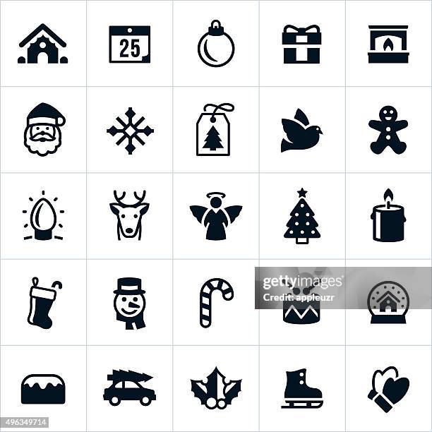 christmas holiday icons - ice skate stock illustrations