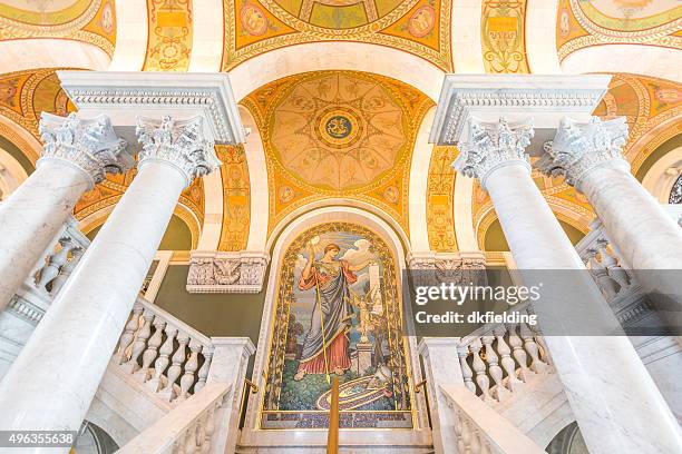 united states library of congress jefferson building great hall - library of congress stockfoto's en -beelden