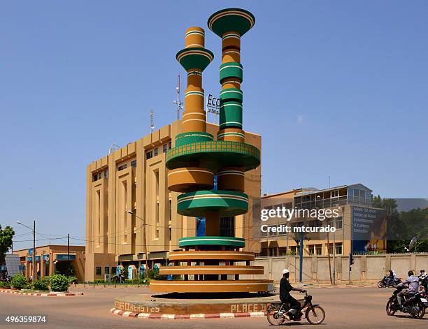 ouagadougou, burkina faso: roundabout of the cineastes - burkina faso stock pictures, royalty-free photos & images