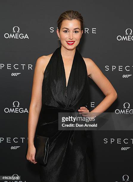 Carmen Hamilton arrives ahead of the Omega VIP screening of the latest James Bond film SPECTRE at Dendy Cinemas Circular Quay on November 9, 2015 in...