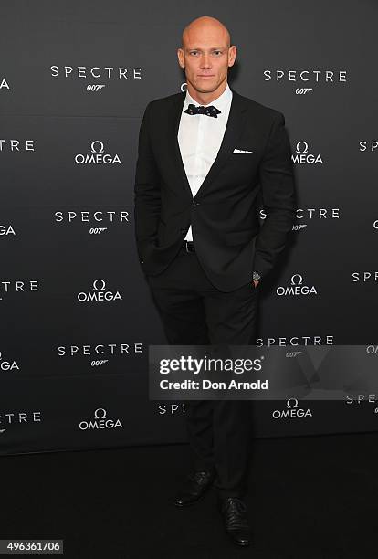 Michael Klim arrives ahead of the Omega VIP screening of the latest James Bond film SPECTRE at Dendy Cinemas Circular Quay on November 9, 2015 in...