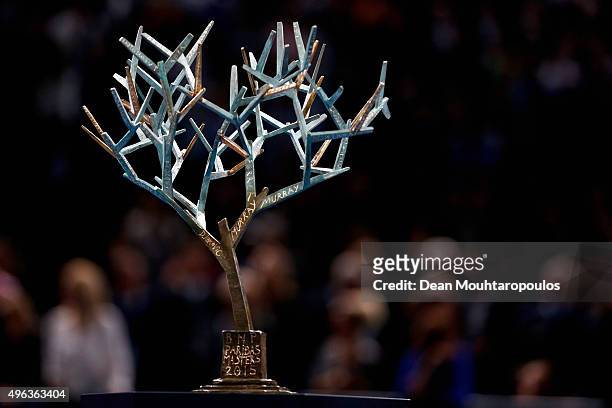 Detailed view of the trophy during Day 7 of the BNP Paribas Masters held at AccorHotels Arena on November 8, 2015 in Paris, France.