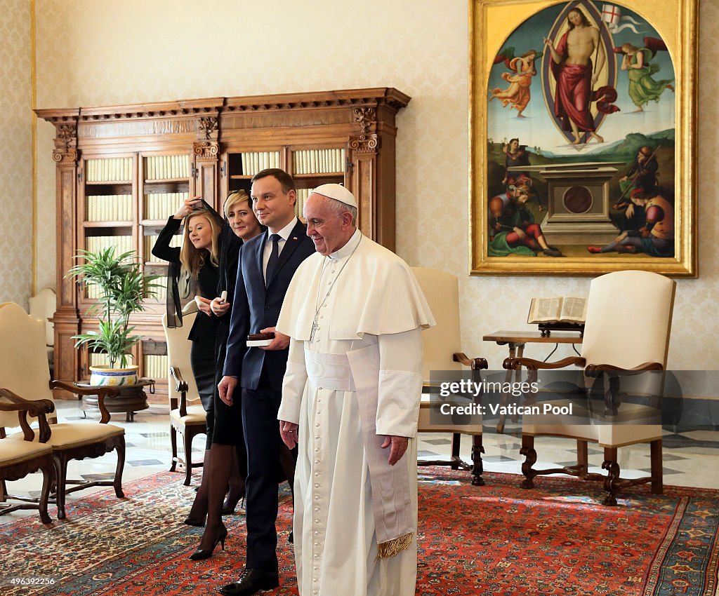 Pope Meets with New President of Poland Andrzej Duda