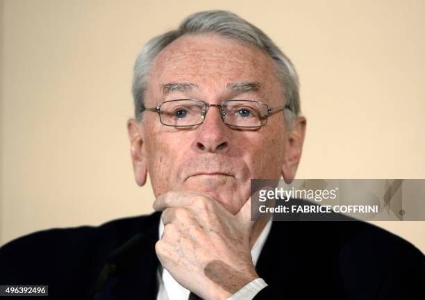 Fformer World Anti-Doping Agency President and chairman of the WADA independent commission Richard W Pound takes part in the presentation before the...