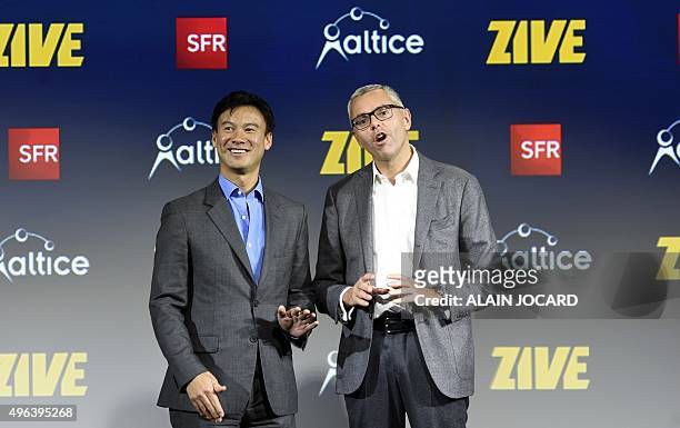 Netherlands-based multinational telecoms company Altice CEO Dexter Goe , and Michel Combes, both Chief Operating Officer of the Group Altice and...