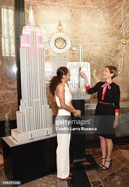 Ballerina Misty Copeland and Glamour magazine editor in chief Cindi Leive light the Empire State Building in Honor of the 25th Anniversary of...