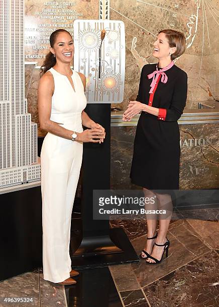 Ballerina Misty Copeland and Glamour magazine editor in chief Cindi Leive light the Empire State Building in Honor of the 25th Anniversary of...
