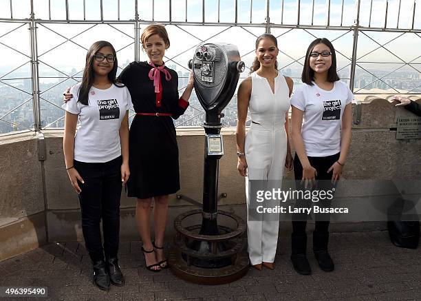 Ballerina Misty Copeland and Glamour magazine editor in chief Cindi Leive light the Empire State Building with the Girl Project girls in Honor of the...