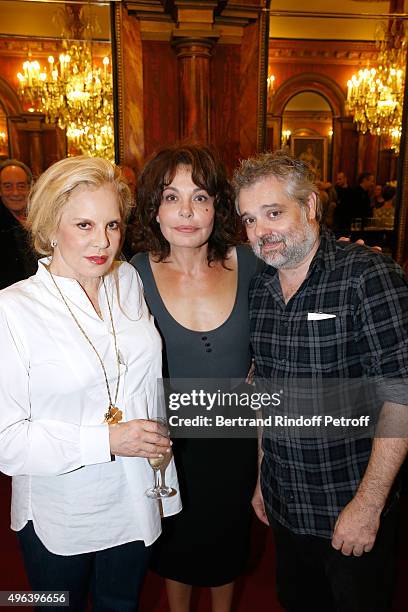 Actresses of the Piece Sylvie Vartan, Isabelle Mergault and Stage Director Christophe Duthuron attend the Theater Play 'Ne me regardez pas comme ca...