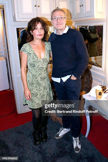 Actress of the Piece Isabelle Mergault and Laurent Ruquier attend the Theater Play 'Ne me regardez pas comme ca !', performed at 'Theatre Des...