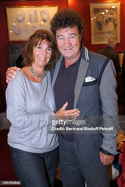 Robert Charlebois and his wife Laurence attend the Theater Play 'Ne me regardez pas comme ca !', performed at 'Theatre Des Varietes' on October 16,...