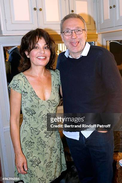 Actress of the Piece Isabelle Mergault and Laurent Ruquier attend the Theater Play 'Ne me regardez pas comme ca !', performed at 'Theatre Des...