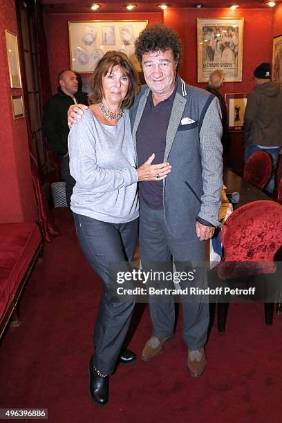 Robert Charlebois and his wife Laurence attend the Theater Play 'Ne me regardez pas comme ca !', performed at 'Theatre Des Varietes' on October 16,...