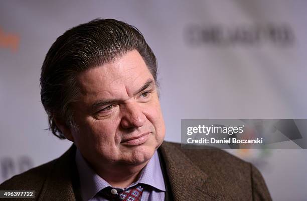 Actor Oliver Platt are interviewed is he attends a press junket for NBC's 'Chicago Fire', 'Chicago P.D.' and 'Chicago Med' at Cinespace Chicago Film...