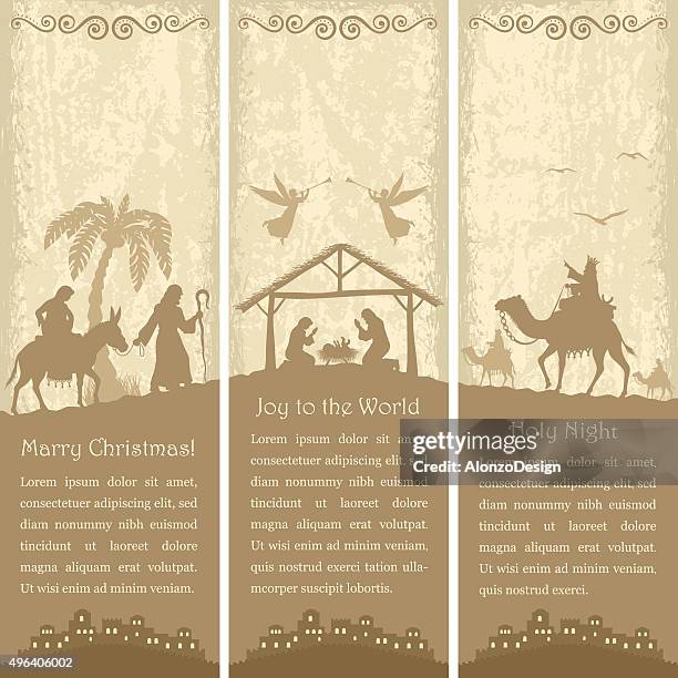 nativity scene - vertical banners - bran stock illustrations