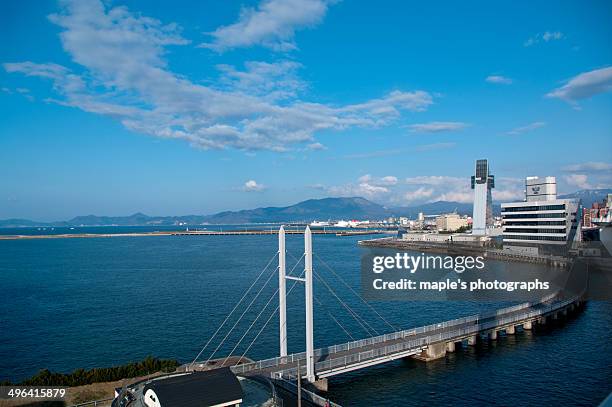 suspension bridge - aomori city stock pictures, royalty-free photos & images