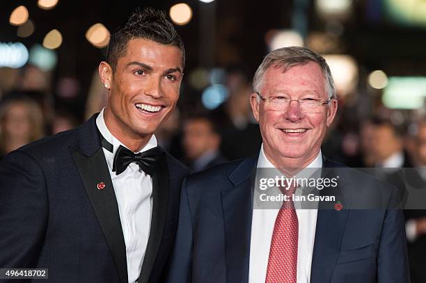 Cristiano Ronaldo and Sir Alex Ferguson attend the World Premiere of "Ronaldo" at Vue West End on November 9, 2015 in London, England.