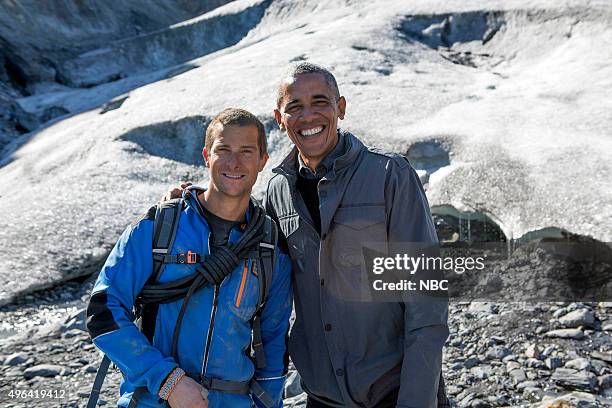 President Obama" Episode 209 -- Pictured: Bear Grylls, President Barack Obama --