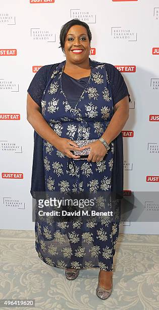 Alison Hammond arrives at the British Takeaway Awards, in association with JUST EAT at The Savoy Hotel on November 9, 2015 in London, England.