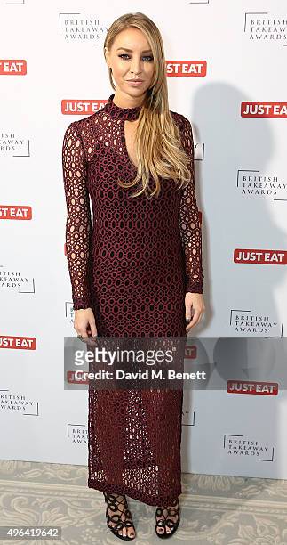 Lauren Pope arrives at the British Takeaway Awards, in association with JUST EAT at The Savoy Hotel on November 9, 2015 in London, England.