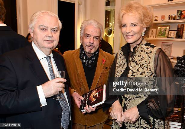 Norman Lamont, Nicky Haslam and Princess Michael of Kent attend the launch of her book "Quicksilver", the final volume of the Anjou trilogy, at the...