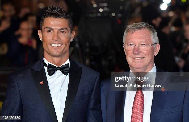 Cristiano Ronaldo and Sir Alex Ferguson attends the World Premiere of "Ronaldo" at Vue West End on November 9, 2015 in London, England.